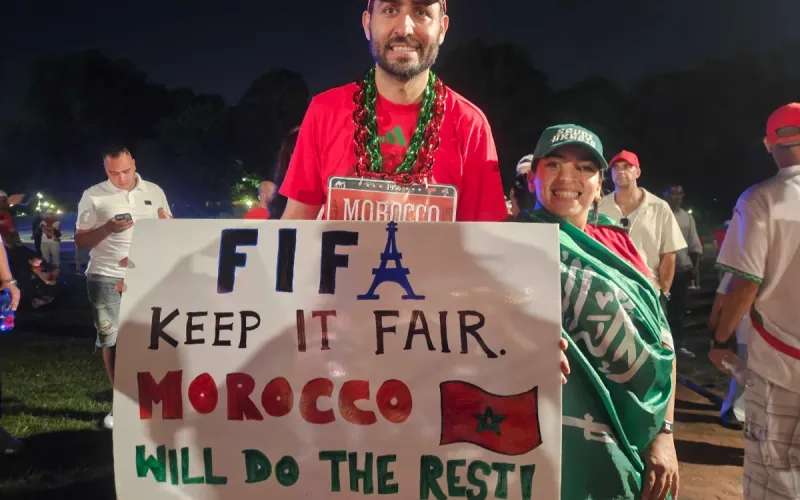 Morocco Fans Boston FIFA Message Quarter-Final France
