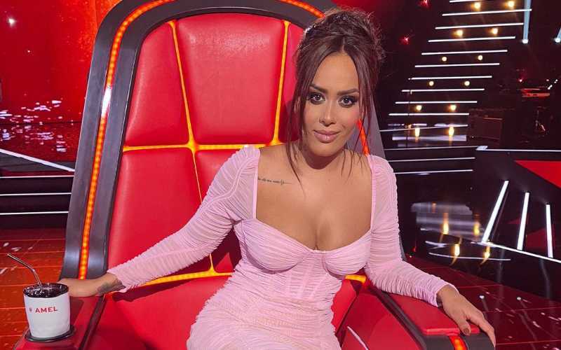 Amel Bent Stuns in $500 Designer Dress on 'The Voice' Set