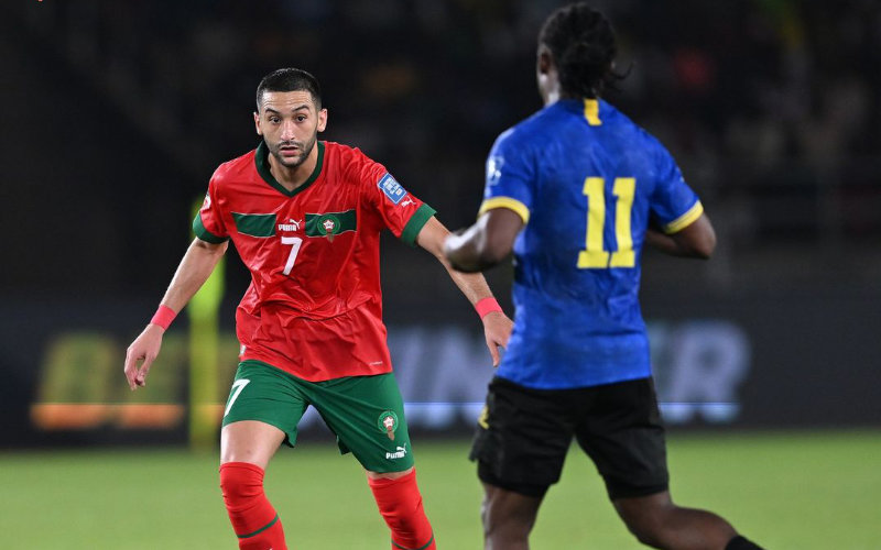 Morocco Beats Tanzania 2-0 in World Cup Qualifier, Ziyech Scores Stunning Goal