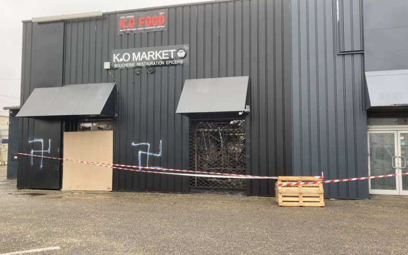Arson Attack on Halal Grocery Store in France; Swastikas Found at Scene