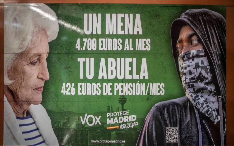 Far-Right Vox Party Stirs Controversy with Anti-Immigrant Poster in Madrid Election Campaign