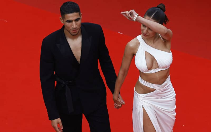 PSG Star Achraf Hakimi and Actress Wife Hiba Abouk Dazzle at Cannes Film Festival