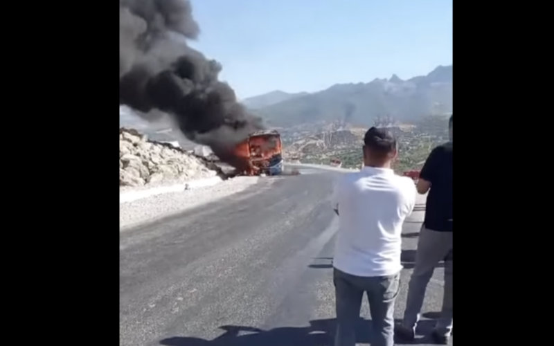 Bus Engulfed in Flames on Moroccan Highway; All 47 Passengers Escape Unharmed