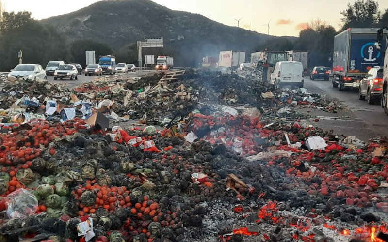 French Farmers Block Trucks, Protest Moroccan Tomato Imports at Perpignan Toll