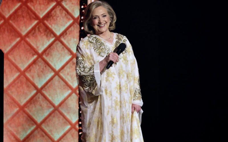 Hillary Clinton Dons Moroccan-Inspired Gown at Tony Awards, Promotes 'Suffs' Musical