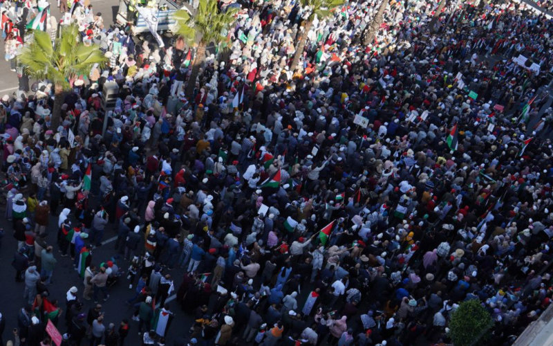 Massive Pro-Palestinian Rally in Casablanca Denounces Israeli Actions in Gaza