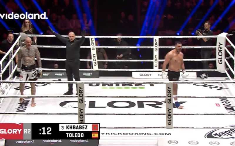 Moroccan Fighter Khbabez Dominates in TKO Victory at Glory 84
