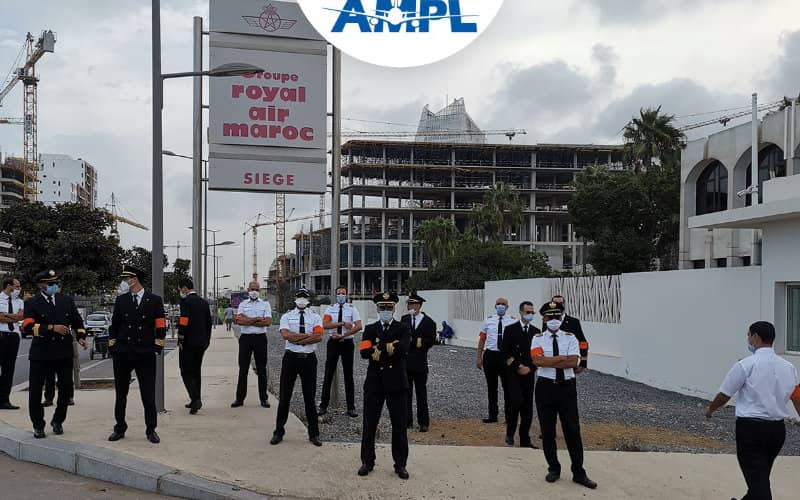 Moroccan Pilots Protest Layoffs at Royal Air Maroc Headquarters in Casablanca