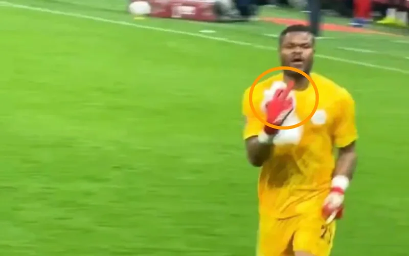 The Nigerian goalkeeper under investigation after an obscene gesture against the Moroccan public