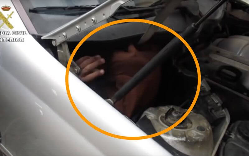 Shocking Video: Migrants Found Hidden in Car Engine at Spanish Border