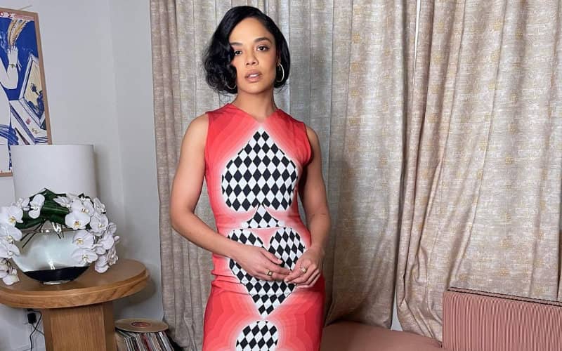 Tessa Thompson Stuns in Casablanca Dress at 'Passing' Film Promotion