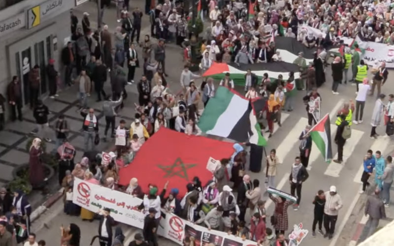 Thousands March Across Morocco in Support of Gaza, Demanding Ceasefire